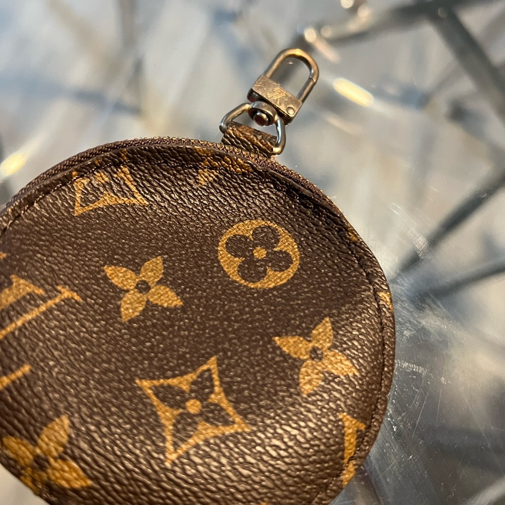 Brown and Gold Monogram Coin Pouch